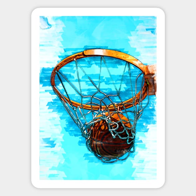 Perfect Basketball Hoop Shot Trio Three Sticker by ColortrixArt